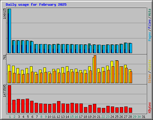 Daily usage for February 2025