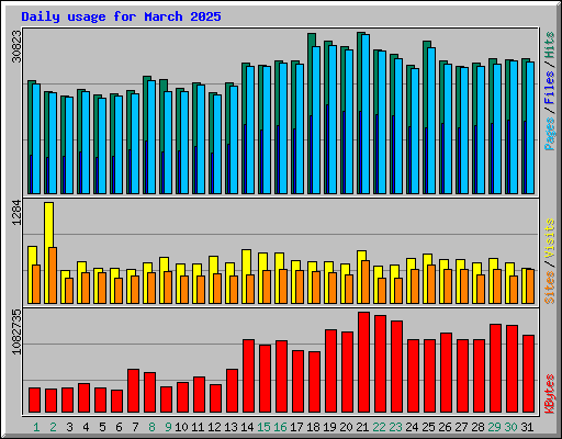 Daily usage for March 2025