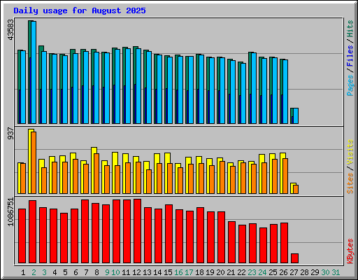 Daily usage for August 2025